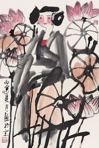 杨刚 丙寅（1986年） 荷花仙子 镜心